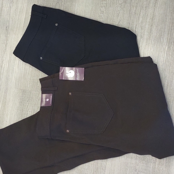 Alisa Boot Cut Black EUC Brown NEW Tech Stretch Jeans Pants 10 Gloria Vanderbilt